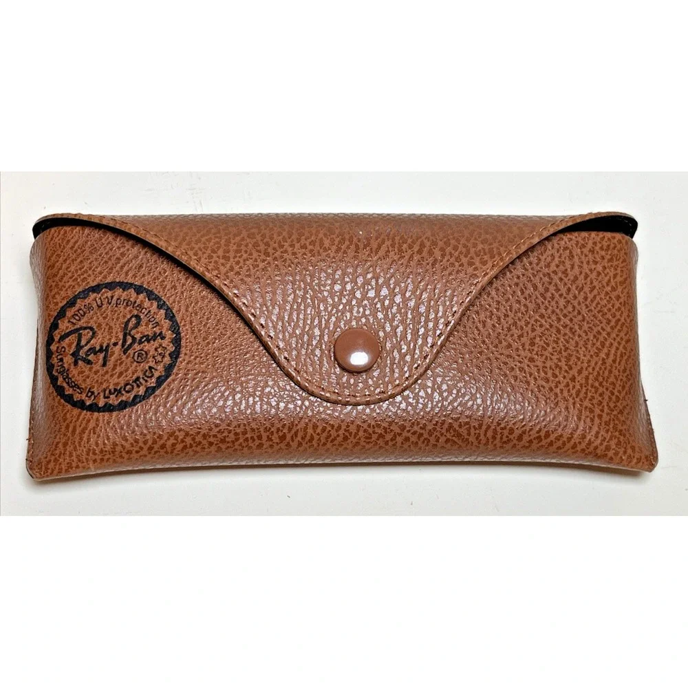 Ray-Ban Brown Sunglasses Case Only Faux Leather Snap Button
